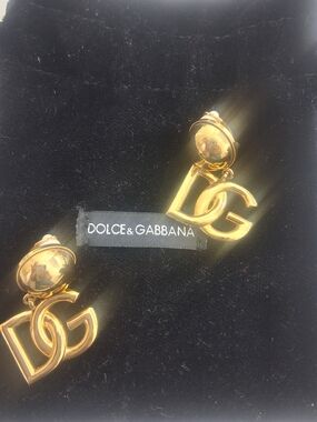 Dolce & Gabbana Gold DG Logo Drop Earrings